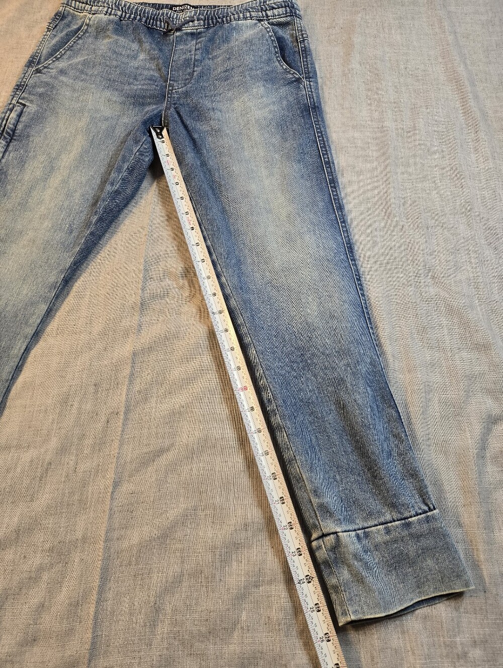 DENIZEN From Levis Boys Size 16 Light Wash Denim Drawstring Jogger Pants - Picture 11 of 14